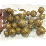 Golden Glitter Faux Balls Cake Toppers