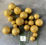 Golden Glitter Faux Balls Cake Toppers