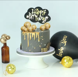 Golden Glitter Faux Balls Cake Toppers