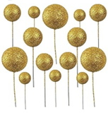 Golden Glitter Faux Balls Cake Toppers