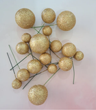 Golden Glitter Faux Balls Cake Toppers