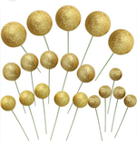 Golden Glitter Faux Balls Cake Toppers