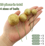 Golden Glitter Faux Balls Cake Toppers