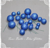 Blue Glitter Faux Balls Cake Toppers