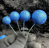 Blue Glitter Faux Balls Cake Toppers